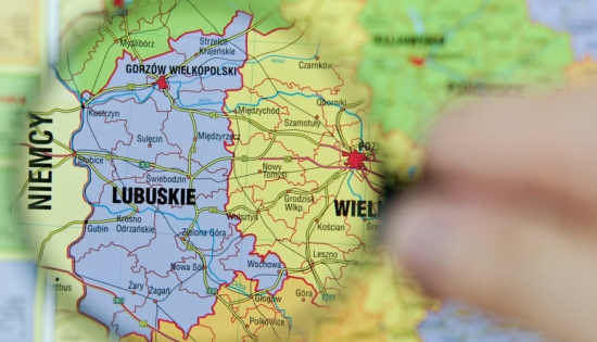 mapa woj. lubuskiego i granicy