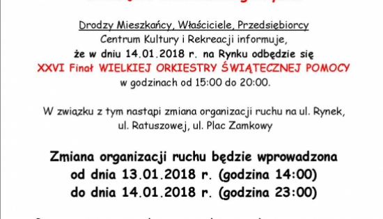 plakat tekstowy z informacją