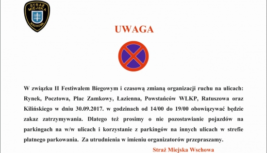 tekst o czasowej zmianie organizacji ruchu
