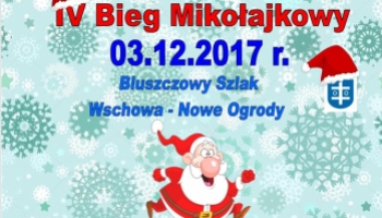 plakat z biegnącym mikołajem