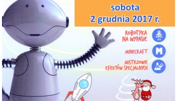 plakat informacyjny z grafiką robota