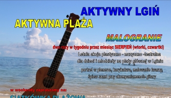 plakat z gitarą i plażą w tle