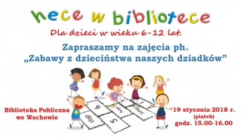 plakat informacyjny z grafiką dzieci grających w klasy