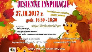 plakat z jesiennymi liśćmi i jeżem
