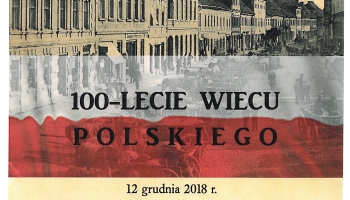 plakat tekstowy ze starym zdjęciem ulicy Niepodległości