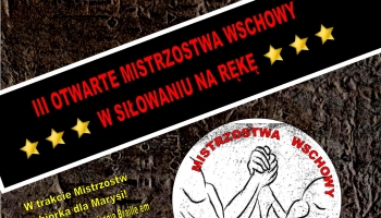 plakat informacyjny z grafiką dwóch siłujących się rąk