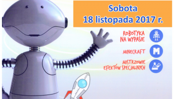 plakat informacyjny z grafiką robota